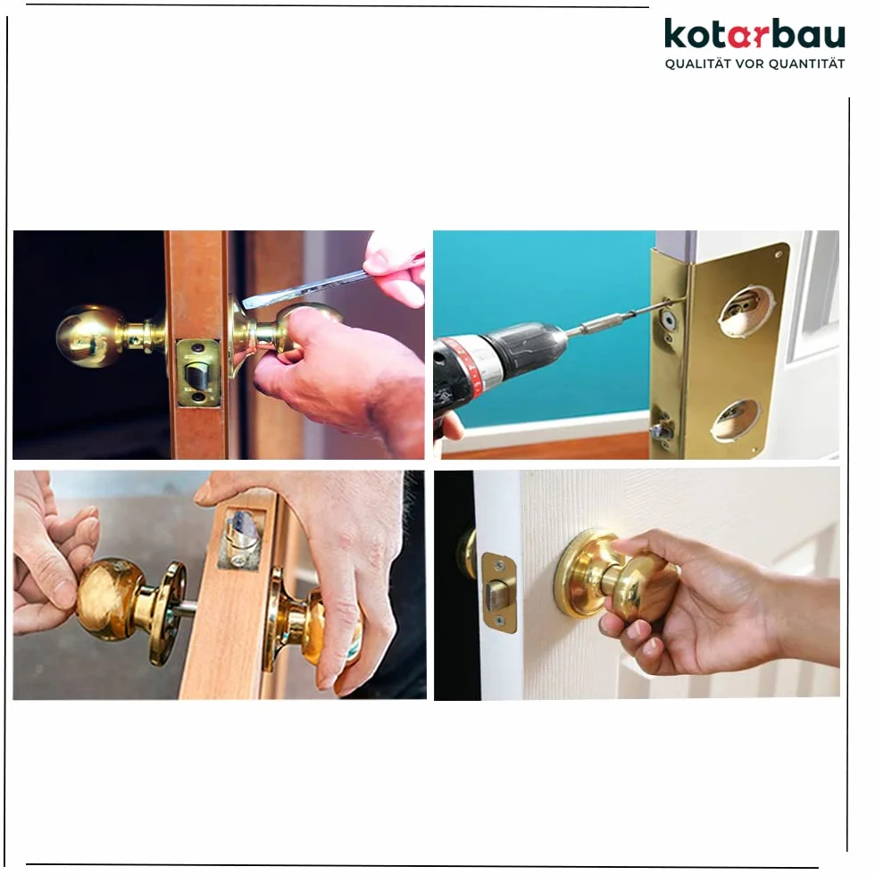 KOTARBAU Bouton de porte avec serrure - En métal - Rond - Avec 3 clés - Rosace à encastrer (satiné)
