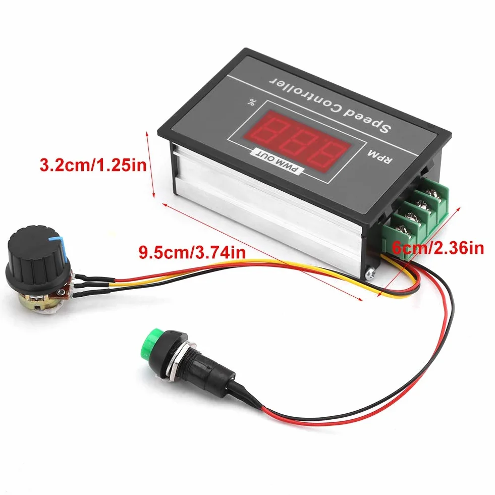 Convertisseur de fréquence Variateur Contrôleur, DC 6-60V 12V 24V 36V 48V 30A Convertisseur de Moteur à Courant continu réglable Inverseur pour Vitesse du Moteur de Broche