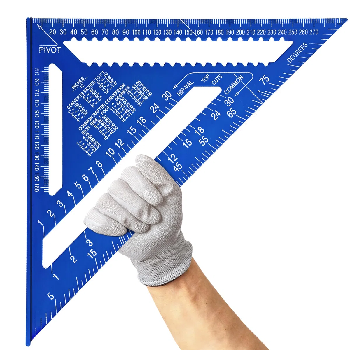 12 Pouces Equerre Menuisier en Alliage D'aluminium, Regle Triangle Métrique pour Mesure D'angle Charpentiers Ingénieurs (Bleu)