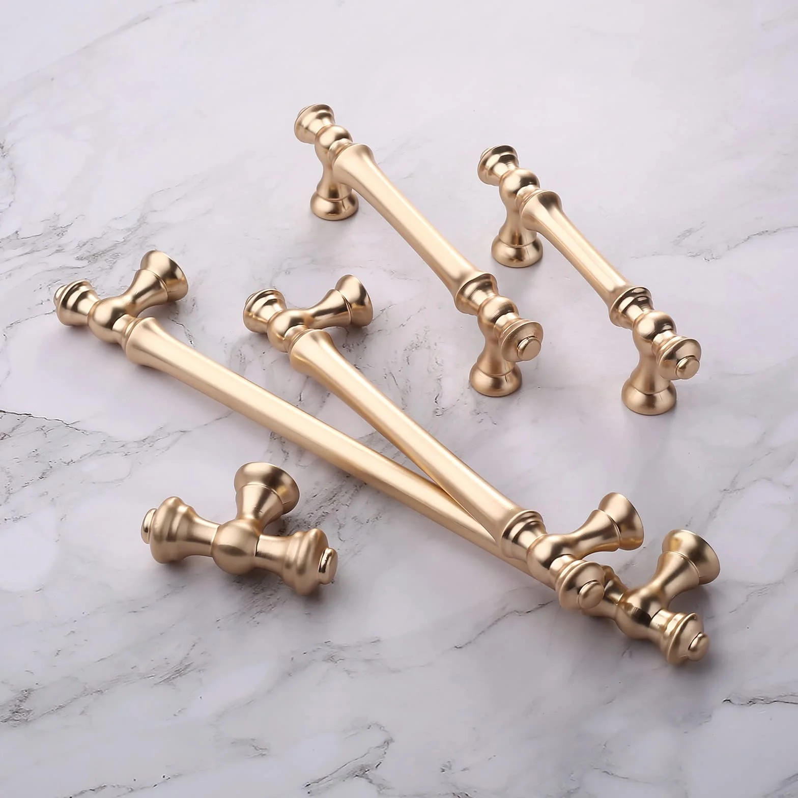 Amerdeco 10 Pièces Boutons de Meuble Laiton Brossé, Vintage, pour Armoires, Tiroirs et Portes de Cuisine UK0017