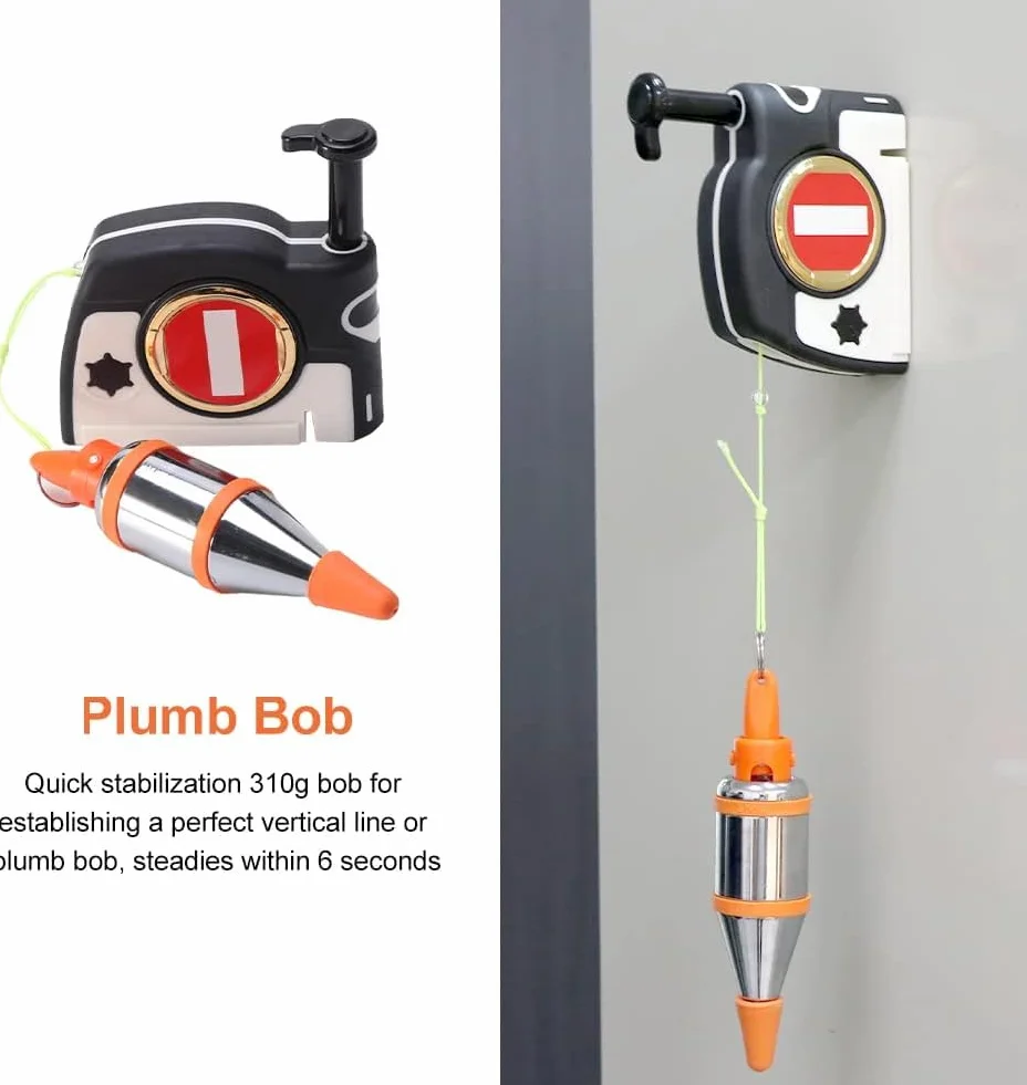 Fil à Plomb Magnétique, 310g Plumb-Rite Bobs à Plomb Magnétiques Avec Cordon à Rappel Automatique De 4,5m, Plumb Bob Setter Outil De Mesure Vertical Pour La D'industrie De Construction