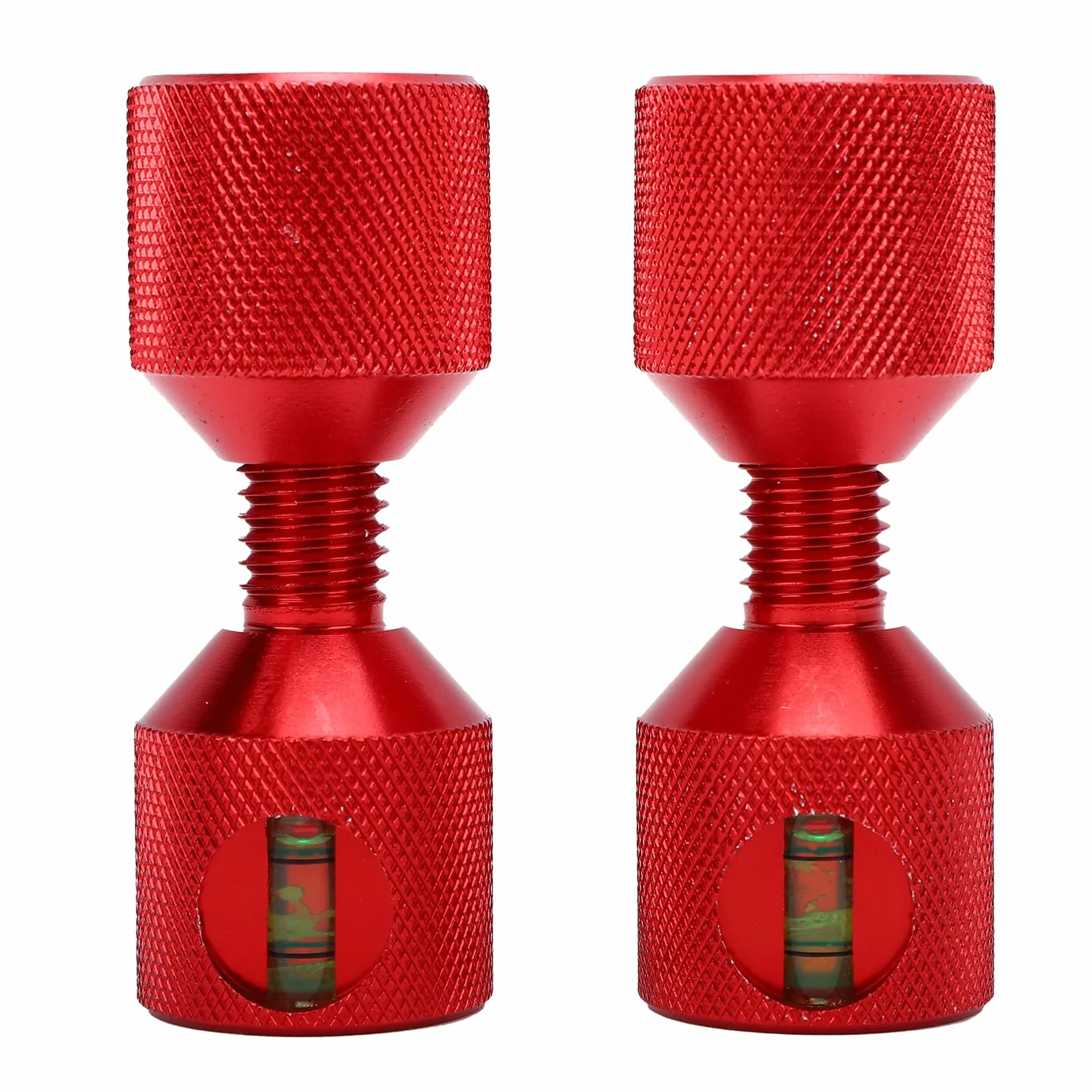 Naroote 2 Pièces Broches à Deux Trous 1-1/8 Pouces en Alliage D'aluminium Goupille D'alignement de Bride à 2 Trous avec Niveau intégré Finition Rouge Oxyde anodisé Fabrication Précise