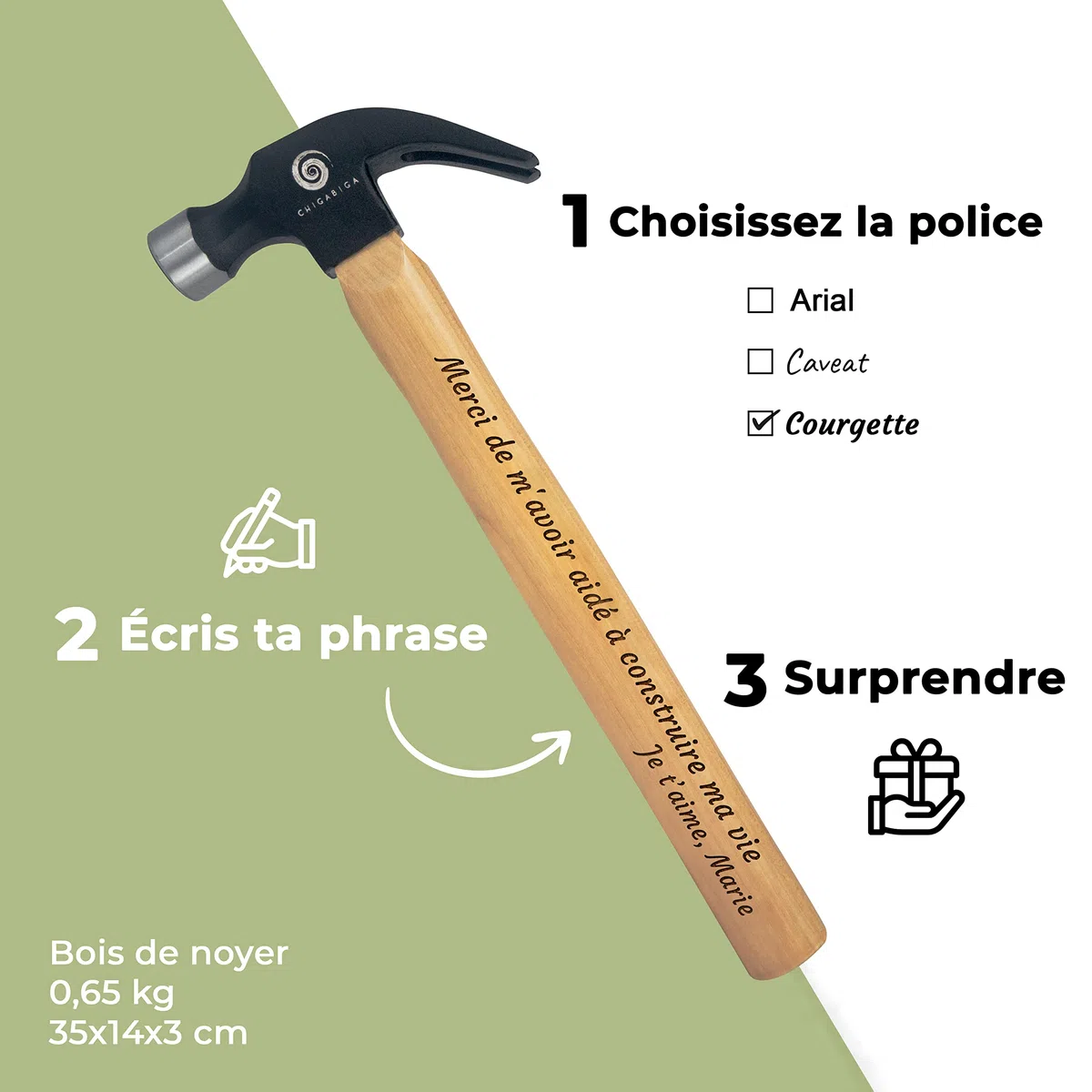 Marteau gravé PERSONNALISÉ,cadeau original pour homme,fête des pères,Noël, grand-père, petit copain,anniversaires, idée de cadeau pour la Saint-Valentin ou toute personne qui aime le bricolage.