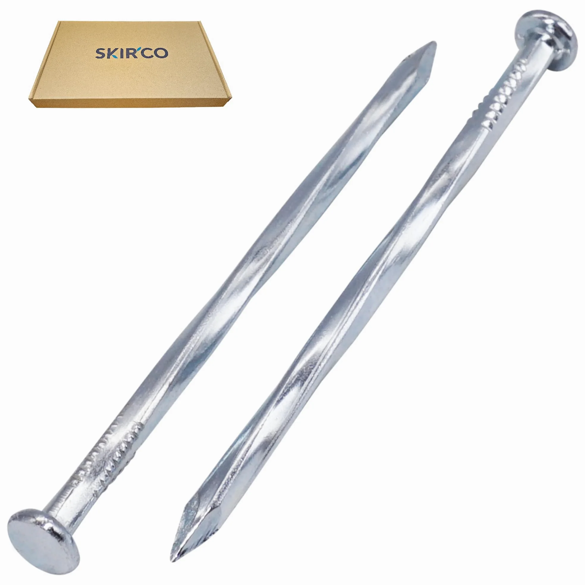 SKIR'CO Lot de 300 clous carrés torsadés en acier zingué pour le travail du bois 3,8 x 70 mm