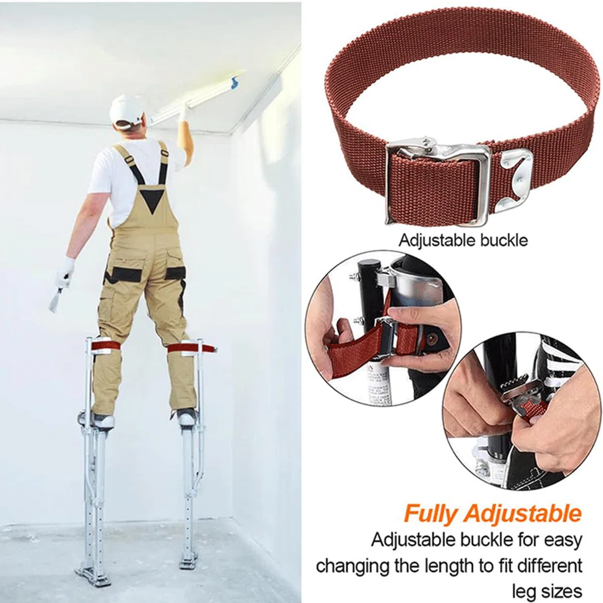 Sangles de Jambe pour échasses pour cloisons sèches, Bande de Jambe pour échasses - 2 pièces de Rechange réglables pour échasses de cloison sèche - Bande de Jambe pour échasses Polyvalente