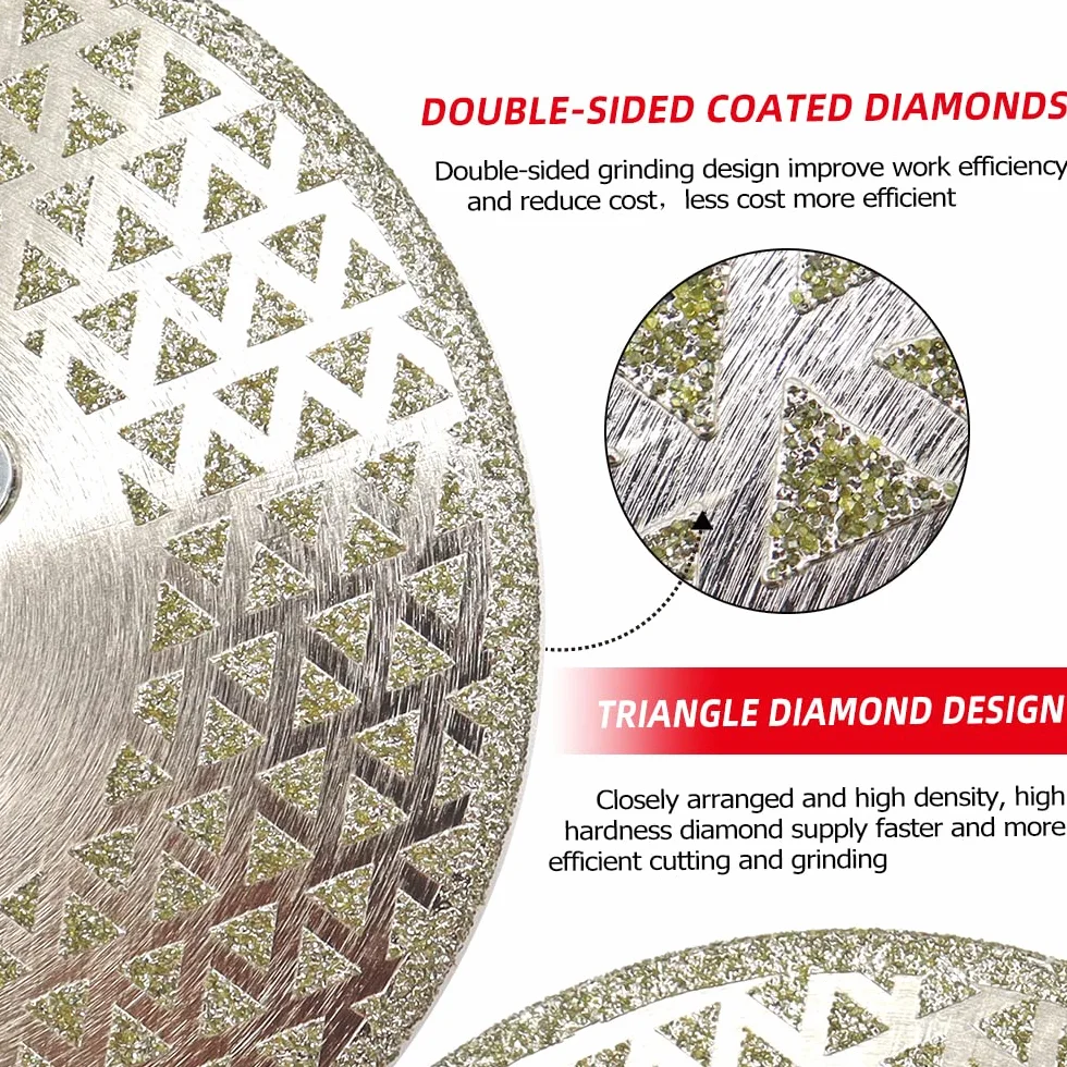 DT-DIATOOL Disque Diamanté à Tronçonner et à Meuler 125 mm x M14 Double Face Électroplaqué pour Pierre Marbre Carreaux Granit