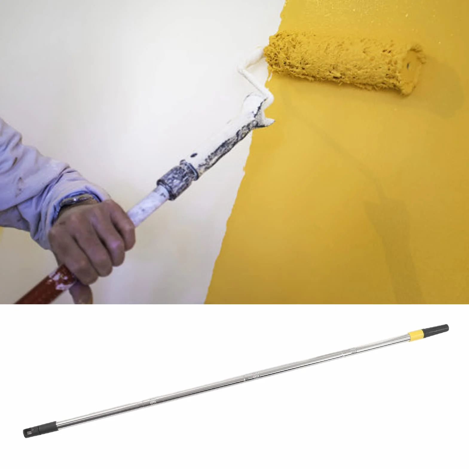 Rallonge de Peinture Télescopique Réglable 1.5m pour Rouleau Murale Extension Polyvalente Professionnelle pour Rénovation Intérieure avec Poignée Ergonomique et Légère pour Artisans et Bricoleurs