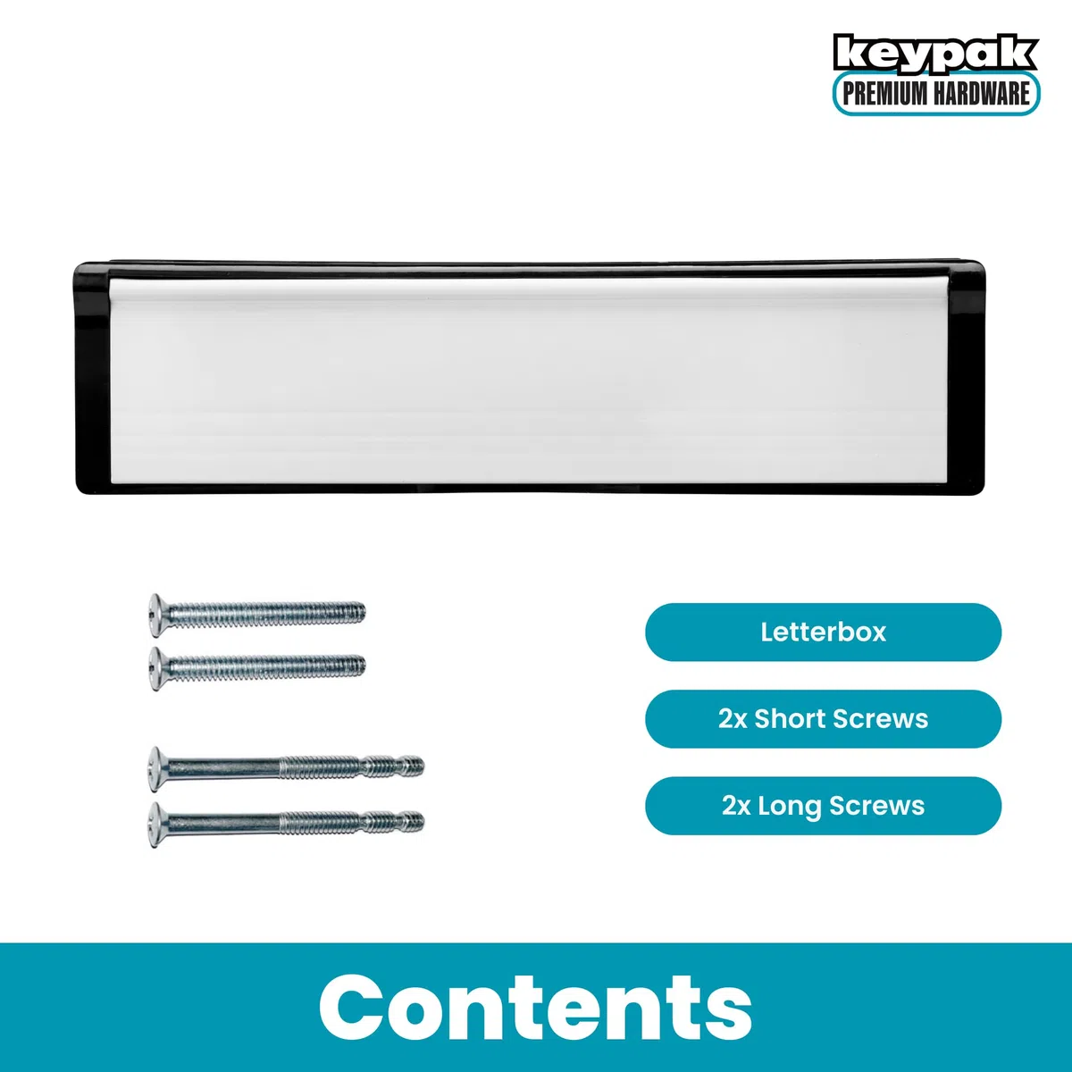 Keypak Boîte aux lettres à manches de 30,6 cm - Convient aux portes en uPVC, composite et bois de 20 à 40 mm (noir/blanc)