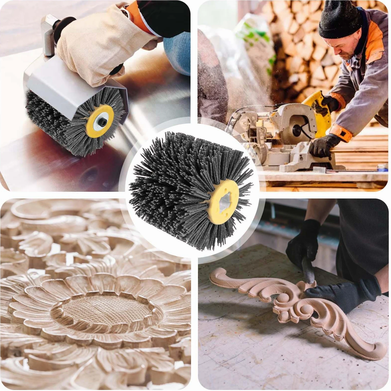 Brosse abrasives : grain 80, largeur 100-120 mm | convient pour rouleau abrasif, brosse en nylon pour machine à satin, noir, roue de tréfilage