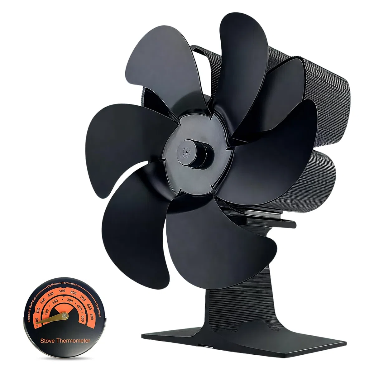 Ventilateur de Cheminée Thermodynamique, Économiseur d'Énergie avec Thermomètre, Diffusion de Chaleur Homogène pour Poêle à Bois, Cheminée, Sans Électricité Ni Piles