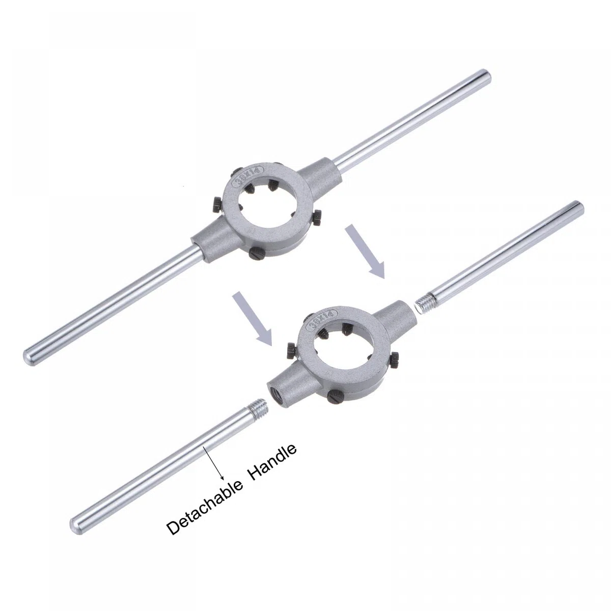 sourcing map M16 x 1,5 Filière Filetage Rond et Porte-filière 38mm (Convient M12-M16 Filière) Réglable