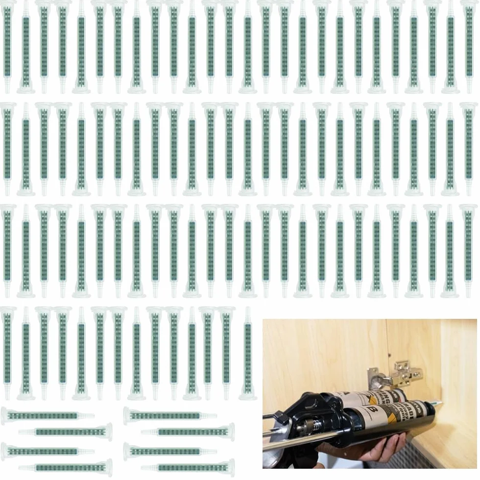 100PCS Buses de Mélange Carrées de Pistolet à Colle AB 1:1/2:1 Tubes Mélangeurs Statiques F6-16 Tube de Mélange AB Buses Mélangeuses pour Cartouche de Colle AB de 50 ml Pistolet Adhésif AB