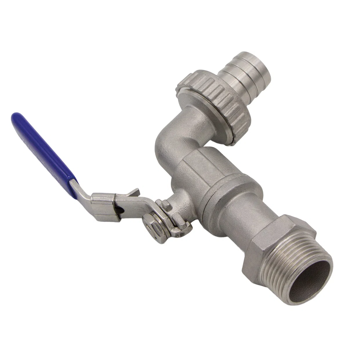 VARIOSAN 11343 Robinet à tournant sphérique, 3/4", en acier inoxydable, verrouillable, avec raccord pour tuyau