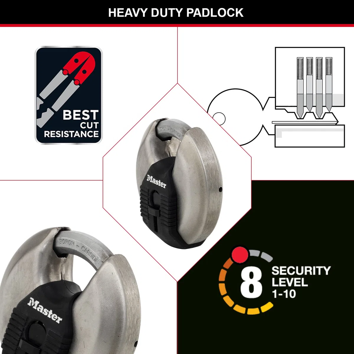 Master Lock M40EURT Lot de 2 Cadenas disque d’extérieur à clé/anti rouille 70 mm