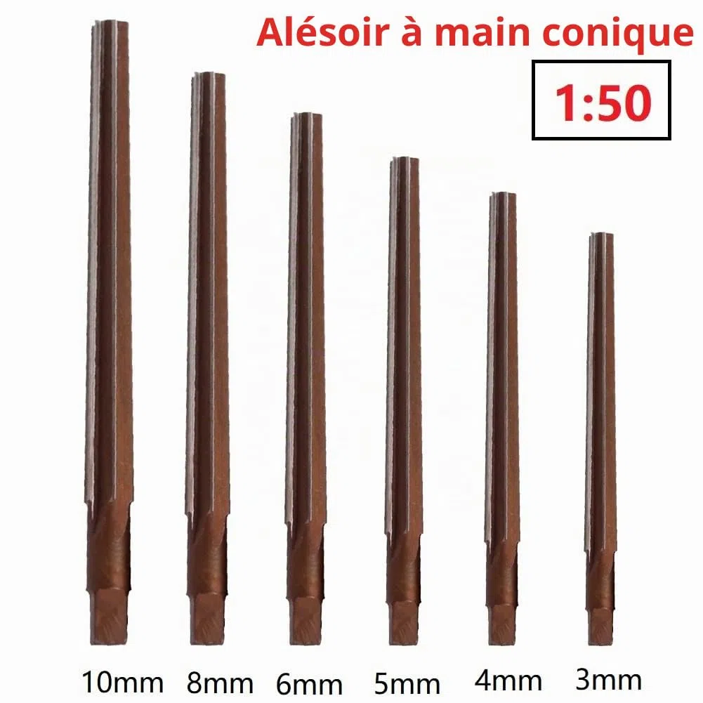 SPORTARC Lot de 6 alésoirs coniques 1:50 degrés coniques pointus manuel 3/4/5/6/8/10 mm, alésoir conique morse