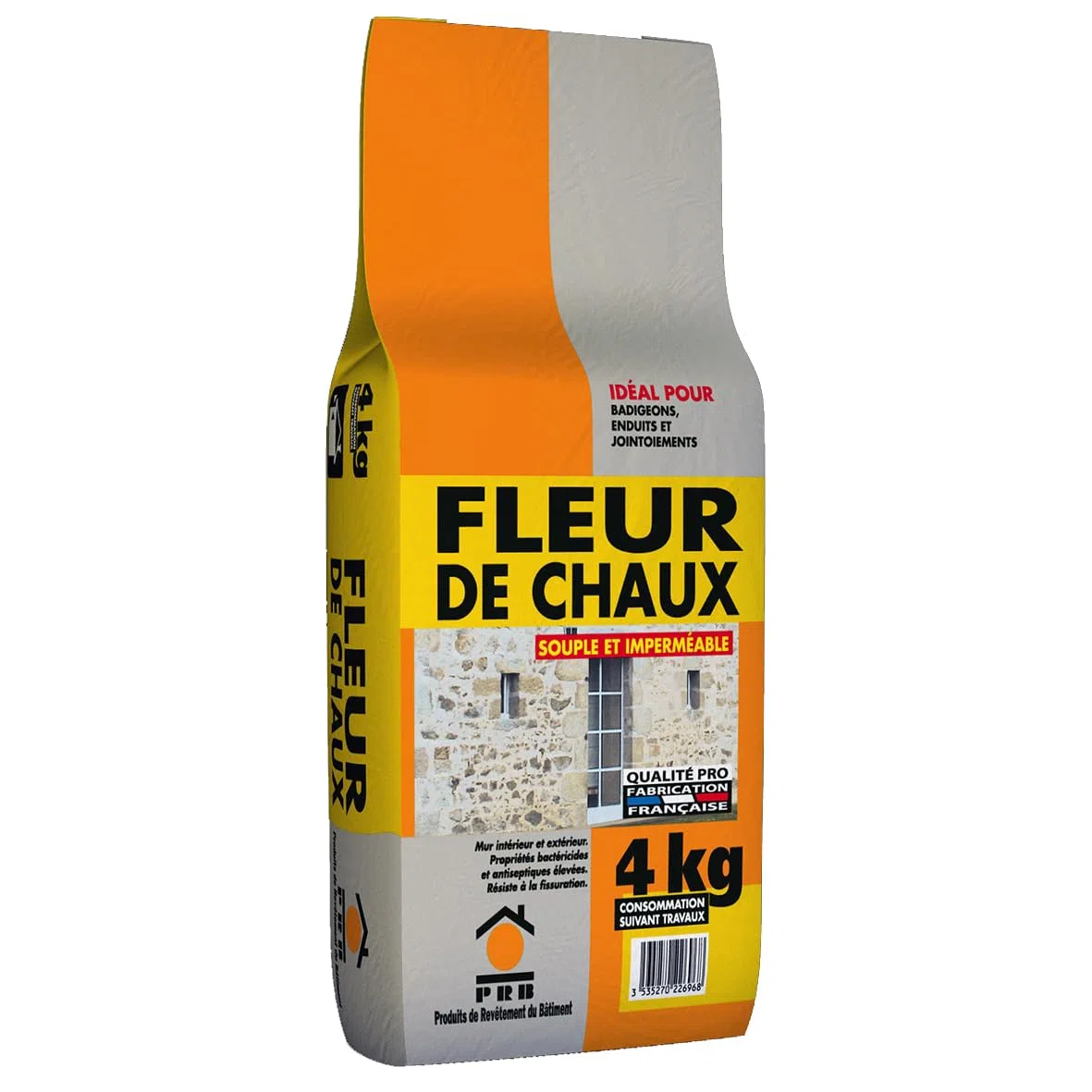 Fleur de Chaux 4kg - Chaux Naturelle pour Enduits, Peintures Minérales et Travaux de Maçonnerie - Finition Lisse, Blanche et Respirante - Intérieur et Extérieur, Haute Qualité