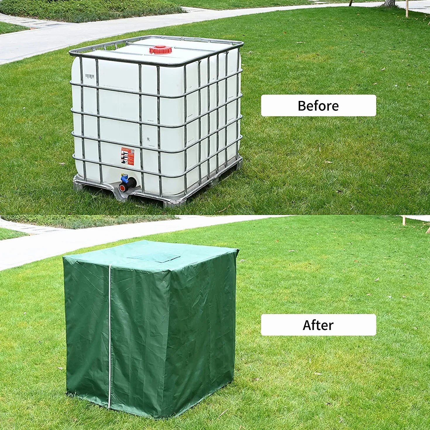 Bache pour Cuve 1000L IBC,Housse de Protection, Anti-UV Anti-poussière Couverture Container Réservoir IBC,Bâche de Protection, éTanche,(120 x 100 x 116 cm)