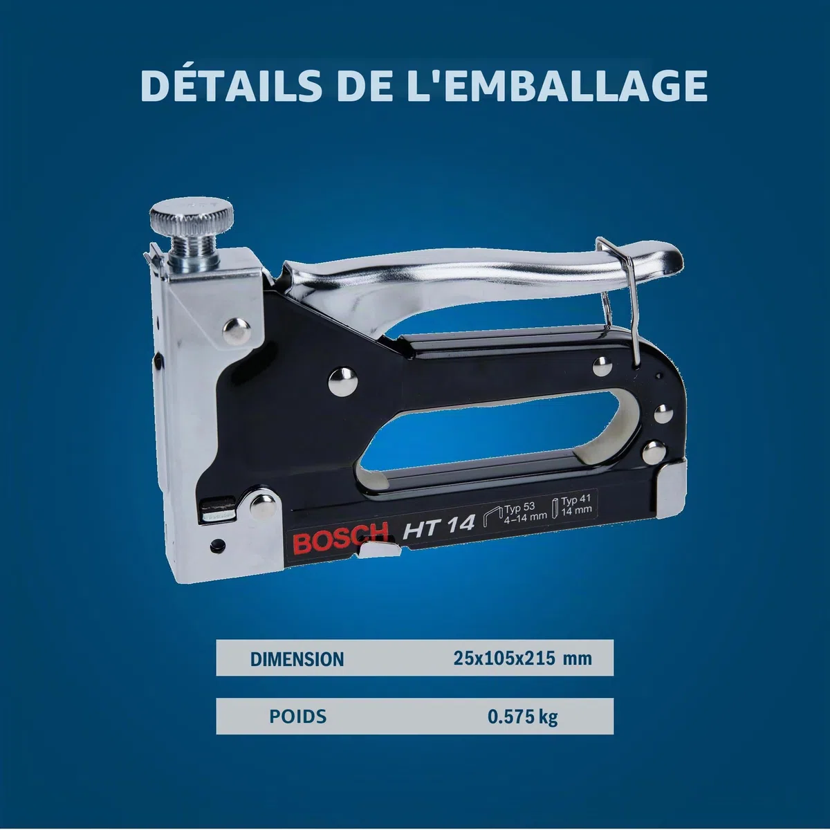 Bosch Accessories Agrafeuse manuelle HT 14 (bois, agrafes de type 53) Gris