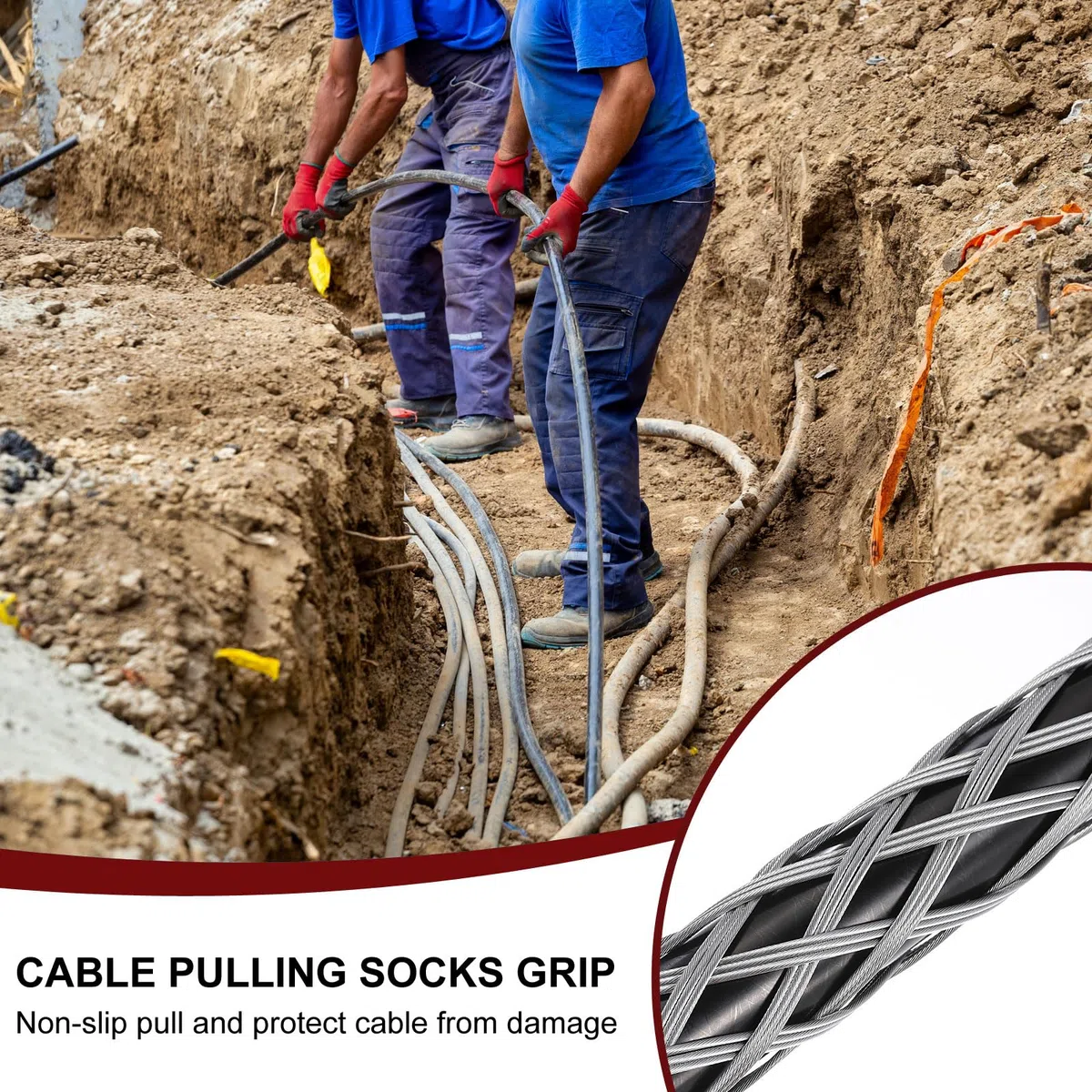 PATIKIL Chaussettes de traction de câble de 50-60 mm de longueur de 51,18 pouces en acier galvanisé pour câbles élastiques, charge nominale de 2000 kg (4409 livres)