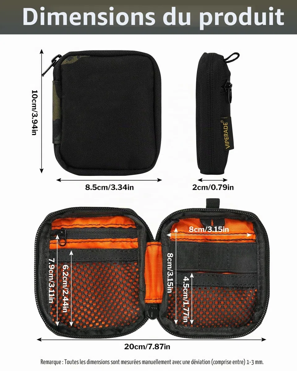 VIPERADE VE34 Mini Pochette EDC, Petite Sacoche pour Outils de Poche et multitools, Pochette EDC compacte Servant de Mini Portefeuille pour Homme