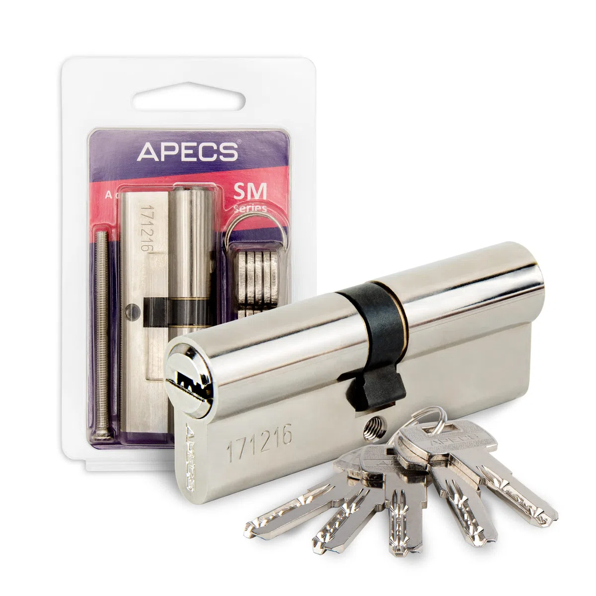 APECS SM-80(35/45) - Cylindre de serrure pour porte de maison, avec 5 clés, modèle SM-80 (35/45), Argent, Bronze