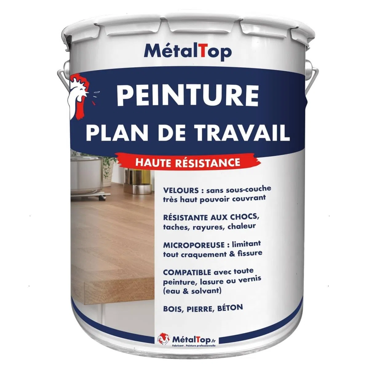 Metaltop - Peinture Plan De Travail - Ivoire - Ton pierre - RAL 1015-1 L - Assure une bonne adhérence et une protection efficace contre l'humidité, les taches et les usages quotidiens