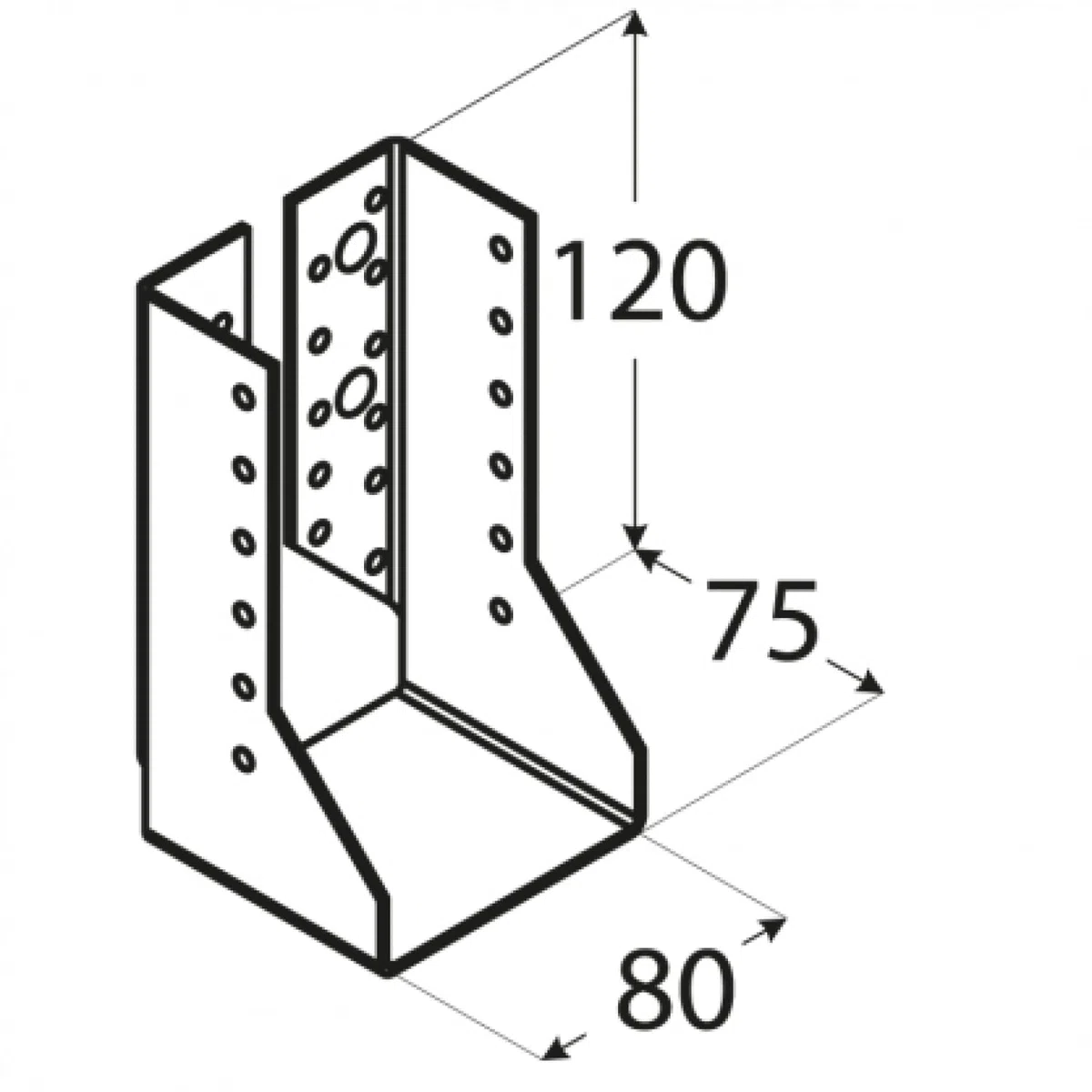 Gedotec Sabot de poutre avec languettes internes en acier | 10 pcs Support de poutre - 80 x 120 x 75 mm | Support de poteau Raccord d'angle pour charges lourdes