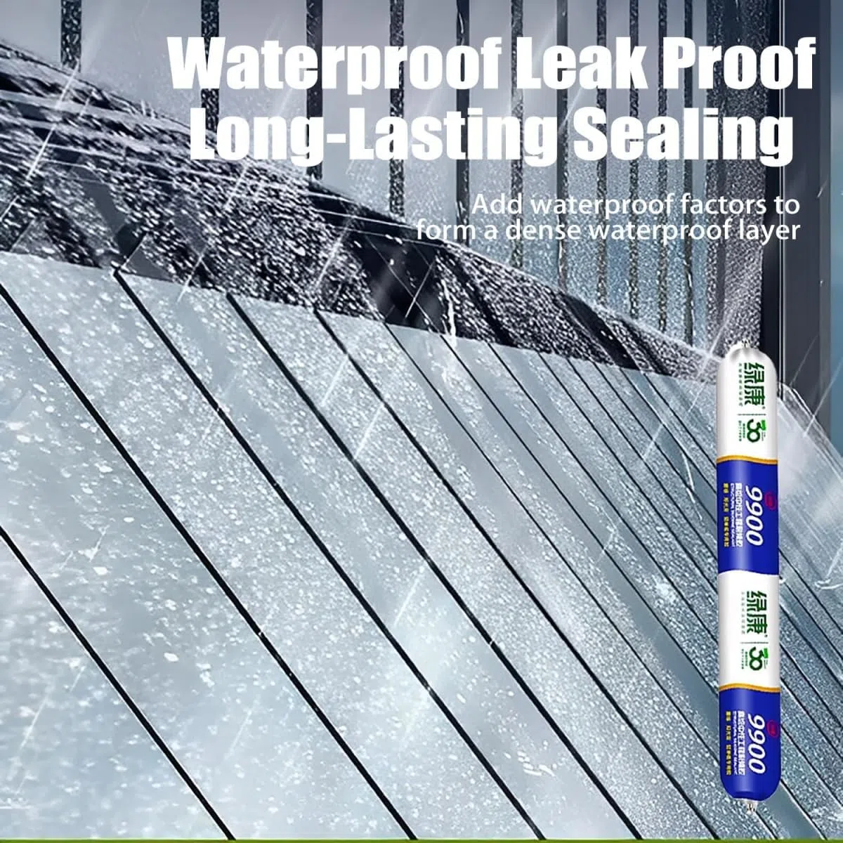 9900 Sealant Waterproof, Mastic Silicone Étanche pour Fissures de Toiture et de Mur, Résistant à la Chaleur et aux Déchirures pour Intérieur et Extérieur (White,1PCS)