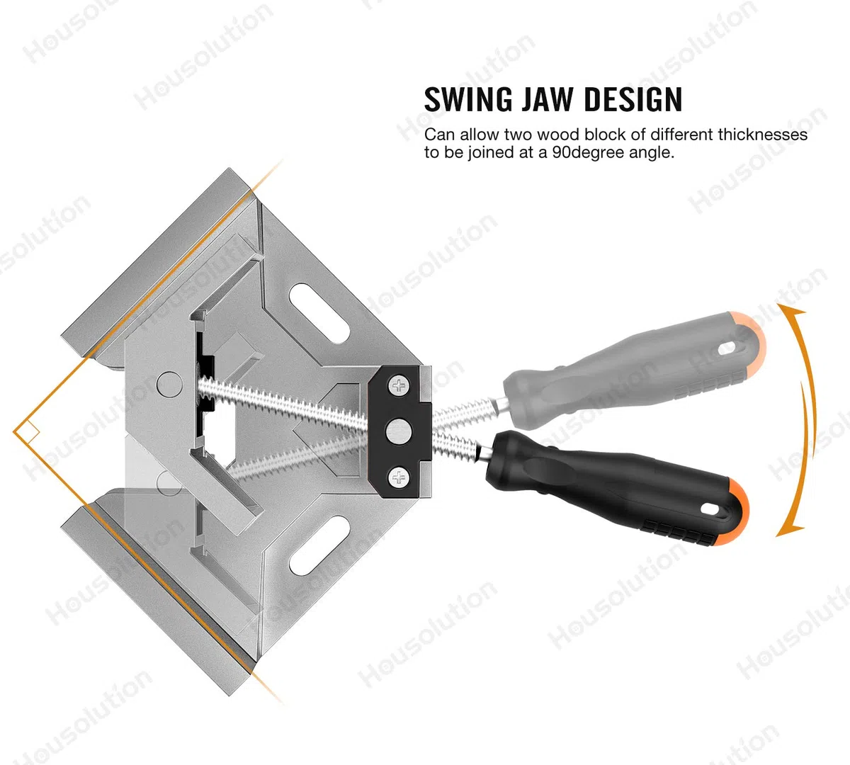 Housolution Lot de 2 pinces d'angle à angle droit en alliage d'aluminium à 90 degrés avec mâchoire pivotante réglable pour le travail du bois, cadre photo - Gris argenté