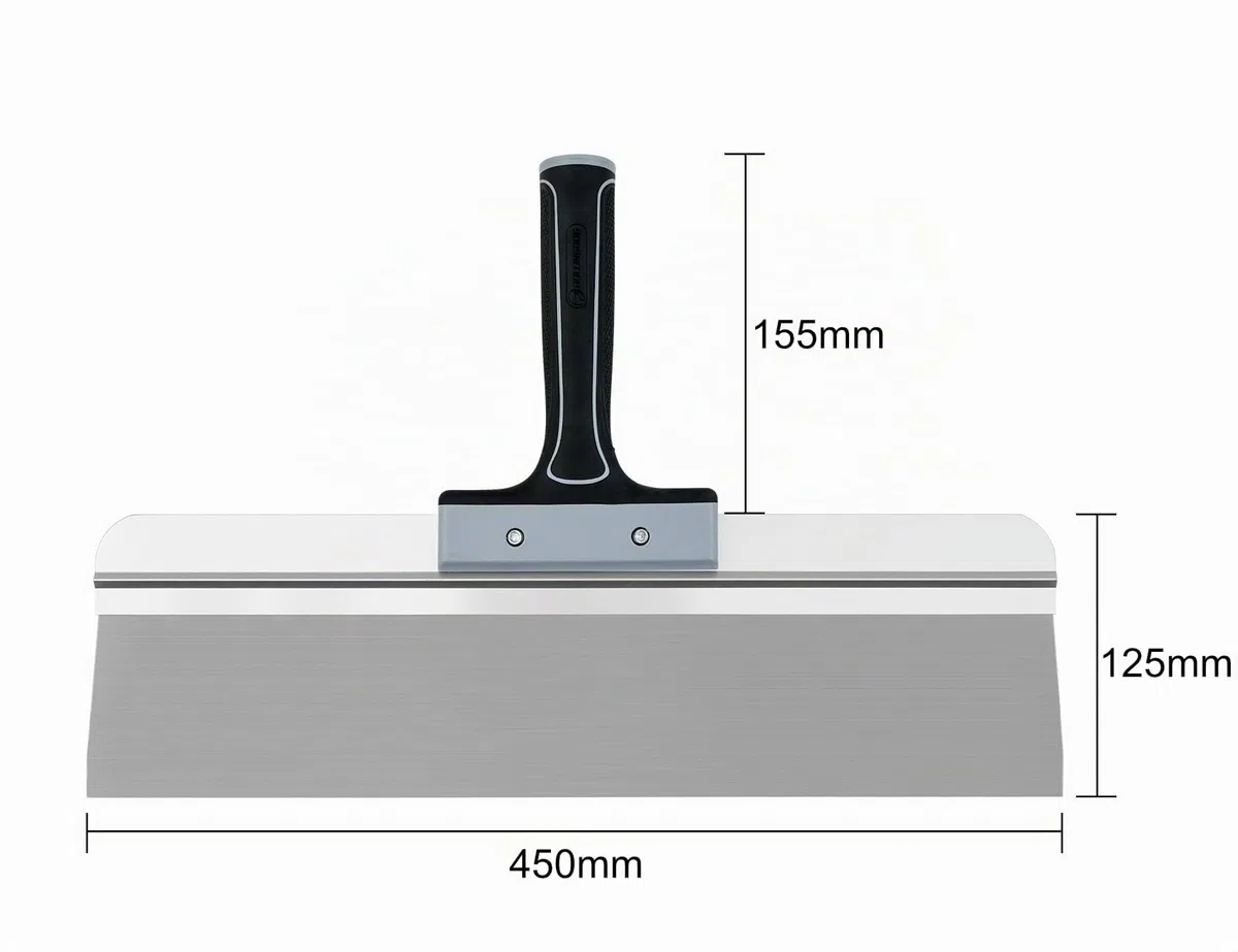 ROLLINGDOG Spatule de surface de 450 mm – Spatule large pour cloison sèche, idéale pour le masquage et le lissage, lame en acier inoxydable, poignée en caoutchouc confortable