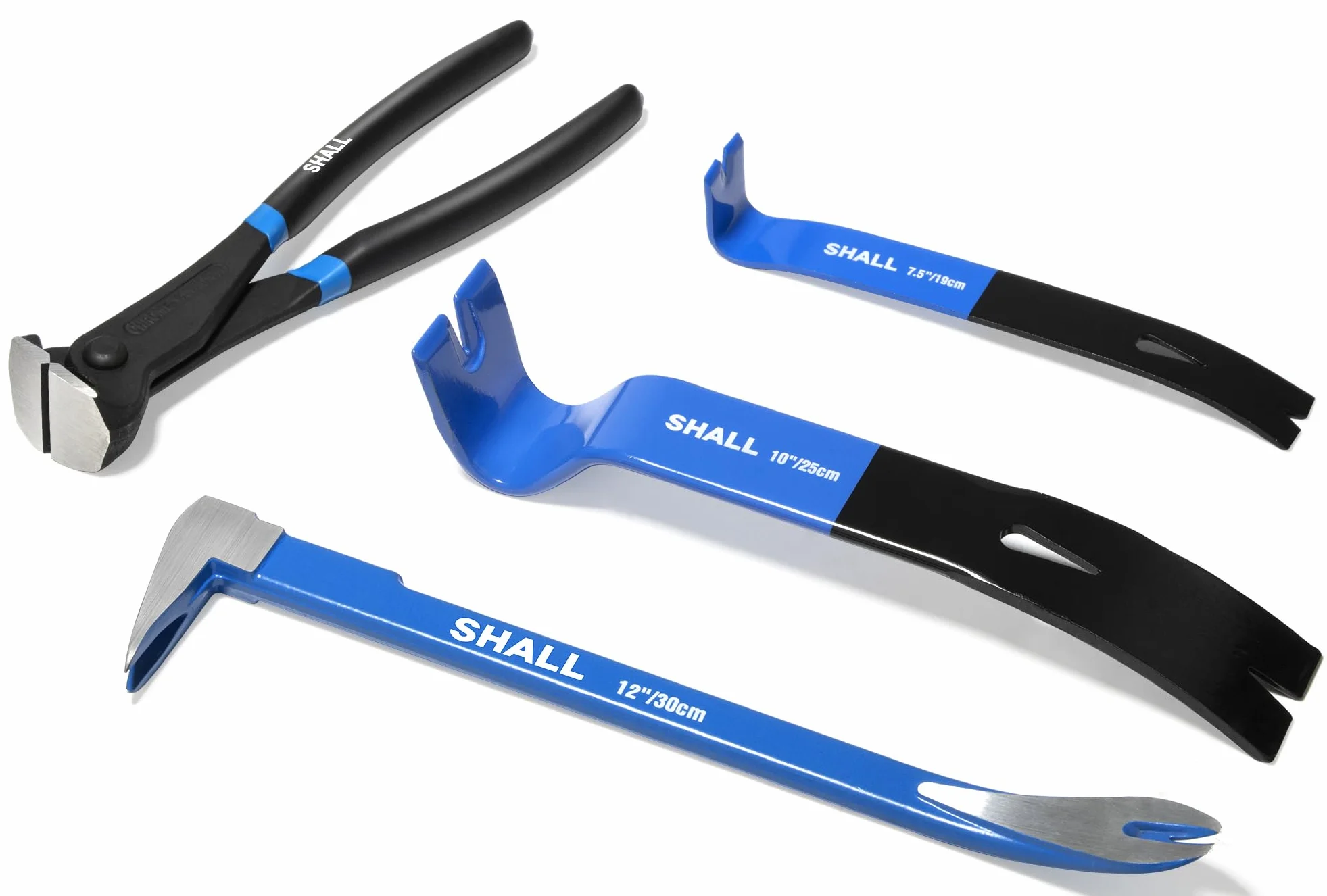 SHALL Pieds de biche lot de 4,Pied de biche plat pour pied de vache, Tire-ongles haute performance,Outil arrache-clou pour planches, revêtements de sol, retrait de clous