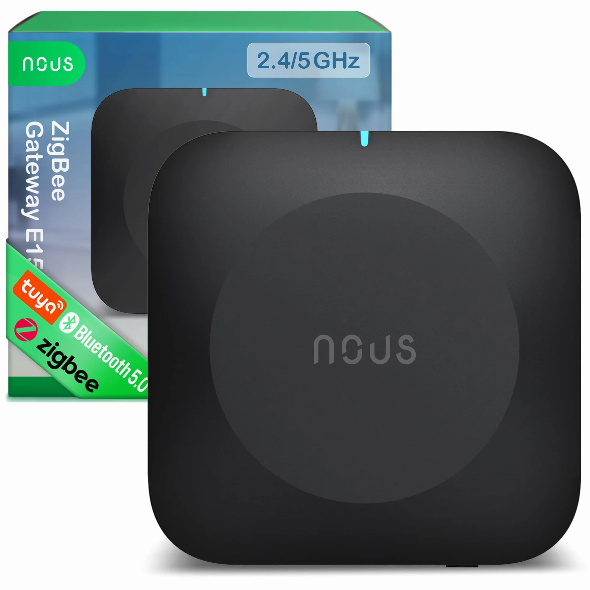 NOUS E15 Passerelle ZigBee 3.0 Smart Gateway 2.4/5 GHz, Hub Domotique, Contrôle via App, Compatible Alexa & Google Home, Jusqu’à 128 Appareils, WiFi Double Bande