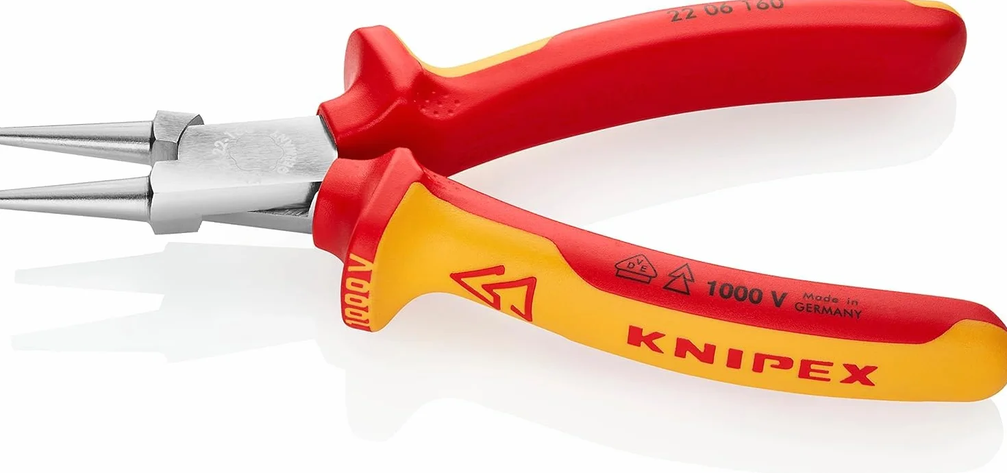 Knipex Pince à becs ronds chromée isolées par gaines bi-matière, certifiées VDE 160 mm, 22 06 160