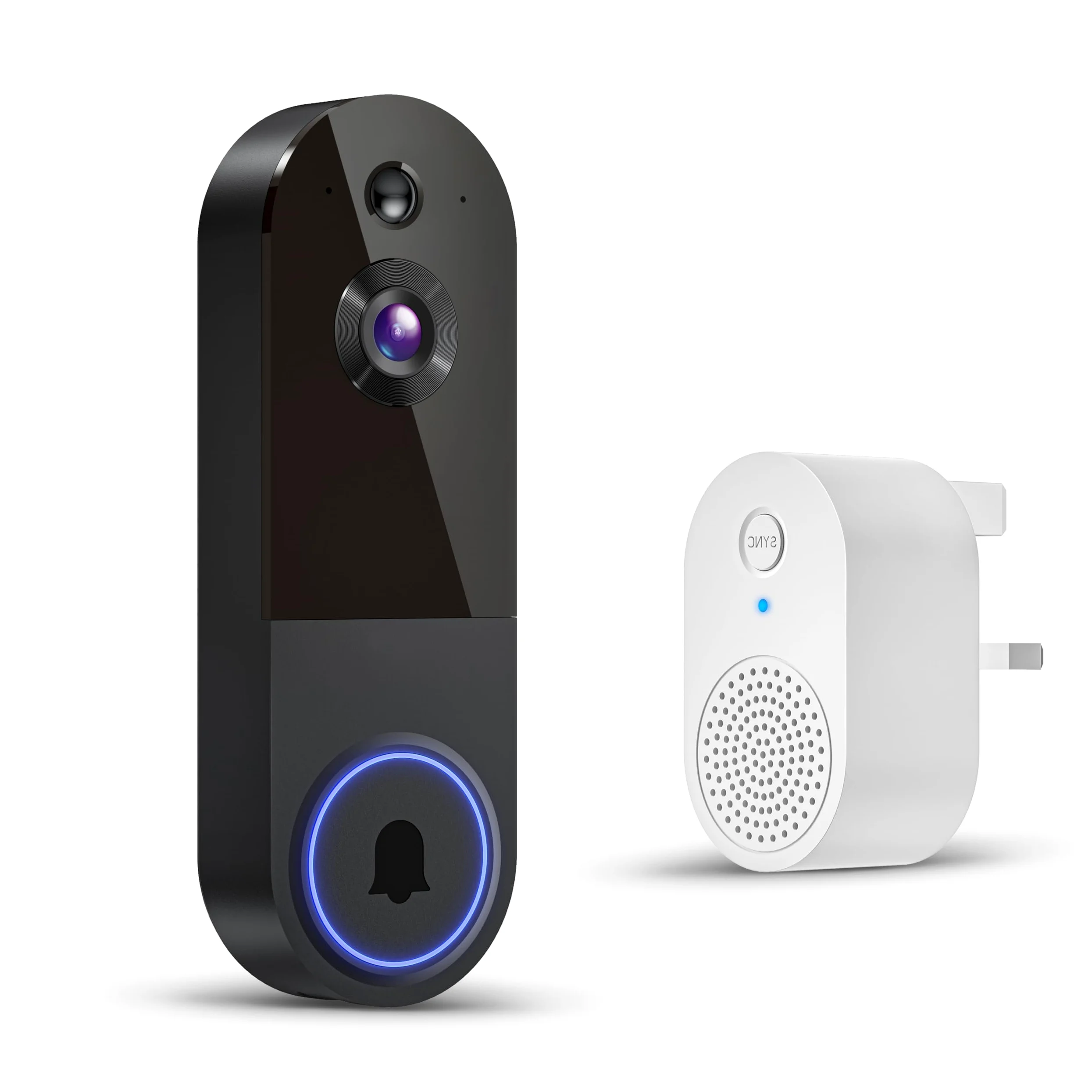 Sonnette vidéo sans fil 1080p, détection humaine AI, vision nocturne, audio bidirectionnel, alimentation par batterie, stockage dans le nuage, WiFi 2,4 G, surveillance intérieure et