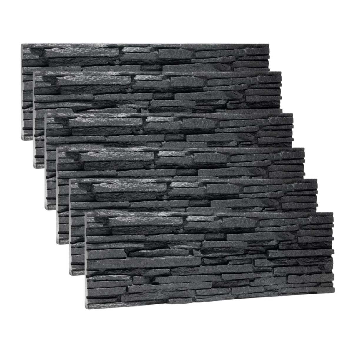Rebel of Styles - UltraLight Tasso Black - 0,63 m² / 6 pièces - Panneaux muraux/revêtements/plaques en EPS aspect pierre naturelle - Décoration murale en mousse avec isolation