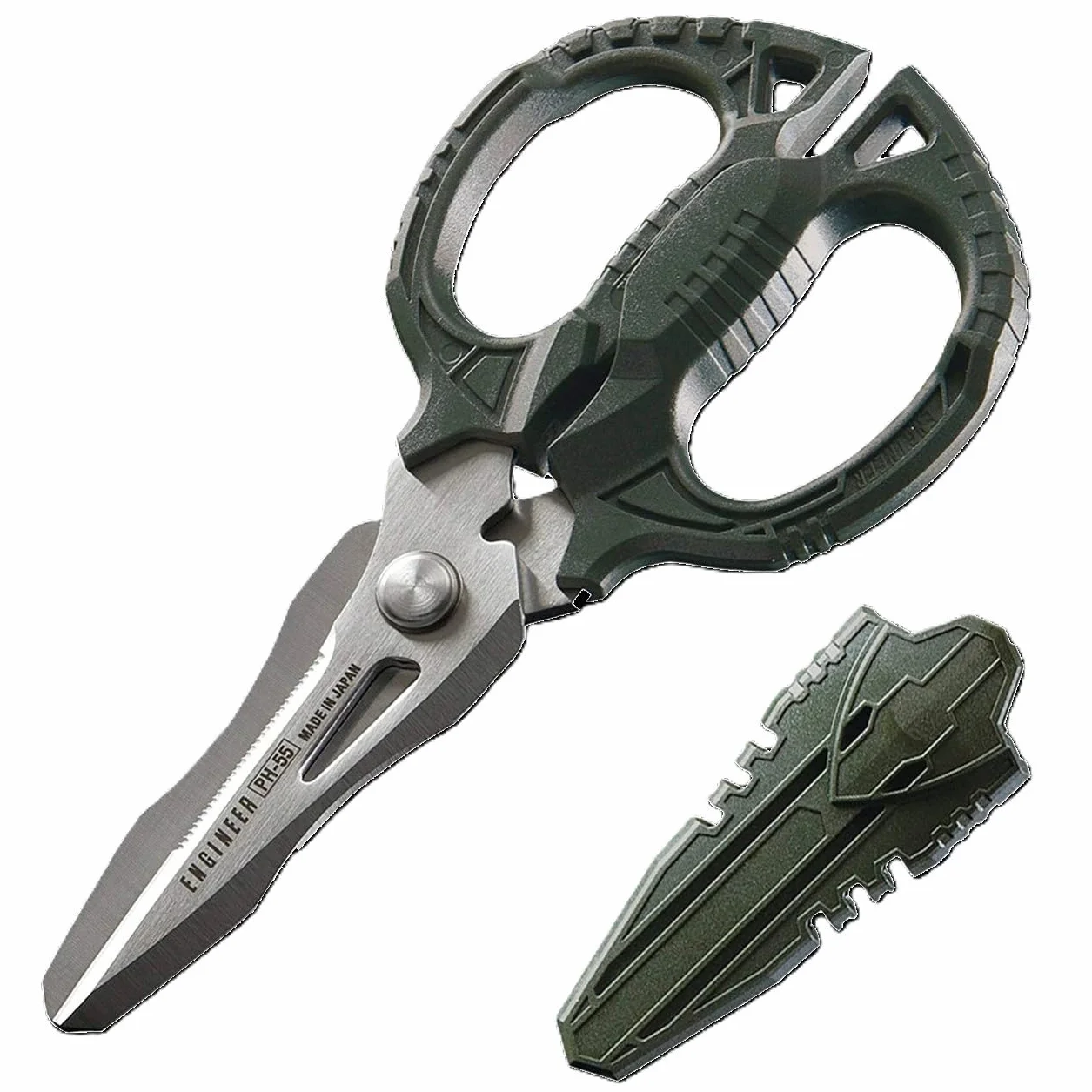 Multi function scissors, 4-in-1 combi bladecuts leather, solid wire, CDs, thick rope & more. Made in Japan. Engineer ph-55