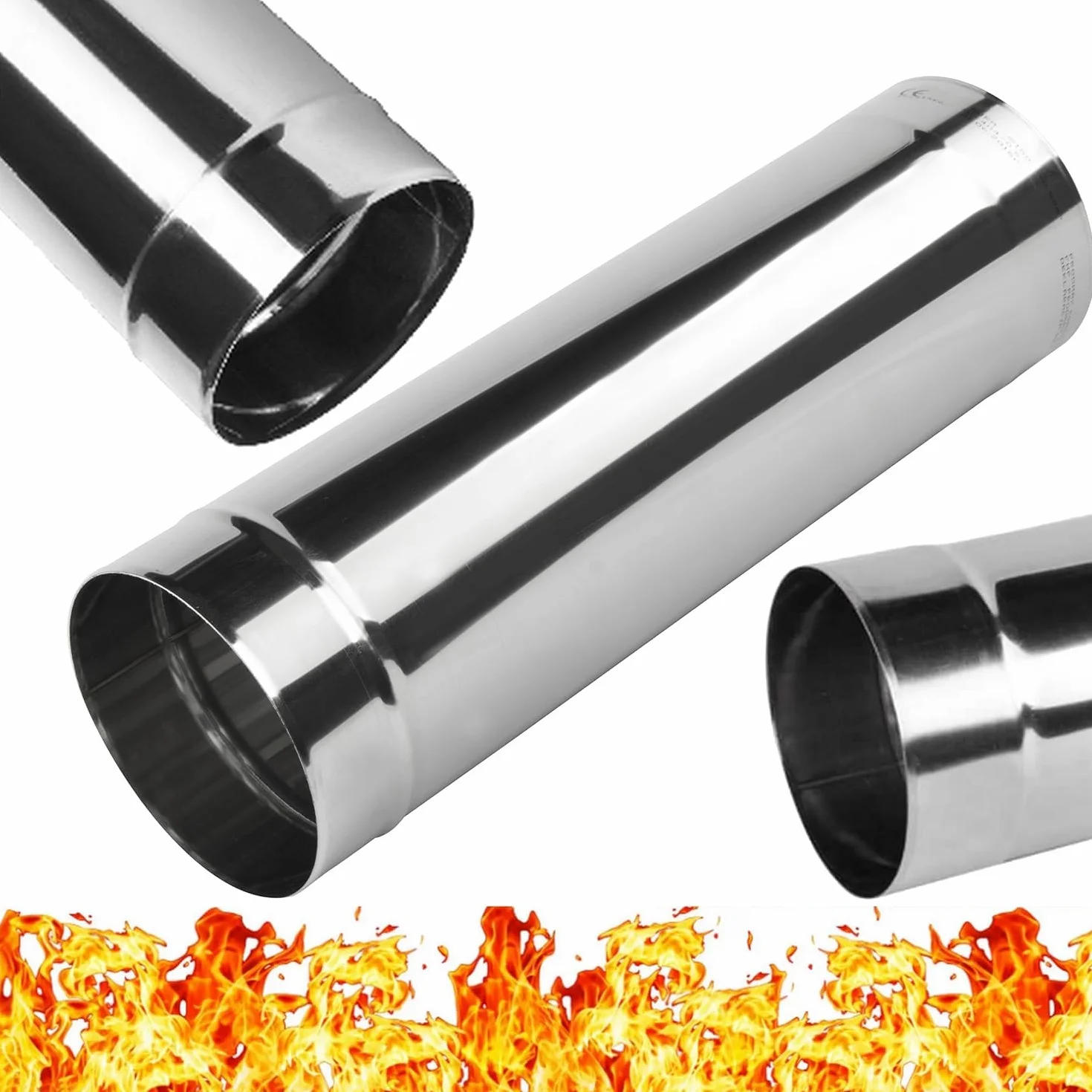 Tuyau de Cheminée en Acier Inoxydable - Longueur 500mm 0.5 mètre – Revêtement de Conduit de Cheminée – pour l'évacuation de Fumée ou d'échappement - Diamètre 100 mm – Ø 100 mm x 0,5 m