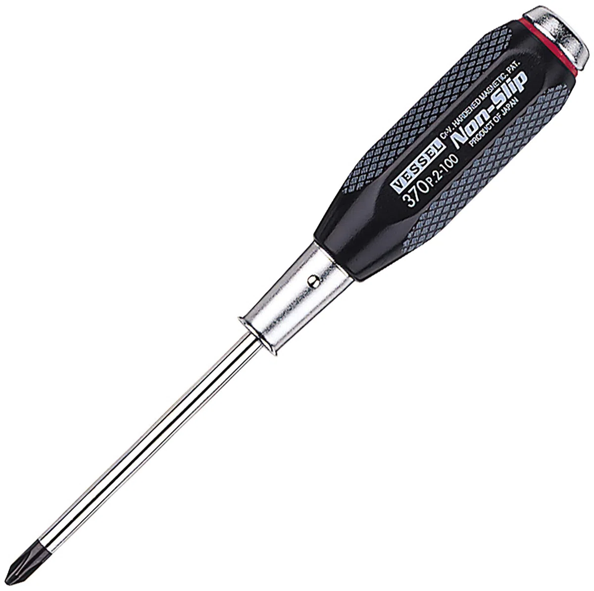 VESSEL Non-slip Tang-thru Screwdriver [No.B-370] (Ph No.2 x 100) (Japan Import)