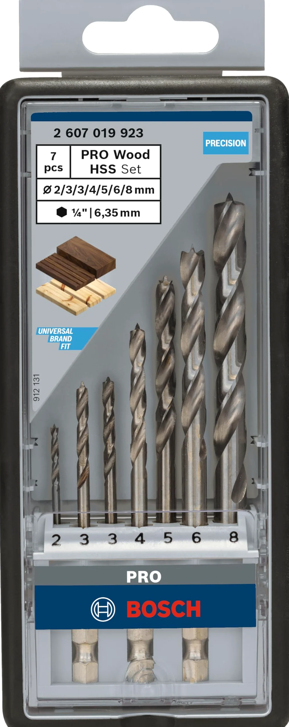 Bosch Accessories 2607019923 Assortiment de mèches à bois à queue six pans Ø 2/3/3/4/5/6/8 mm Argent
