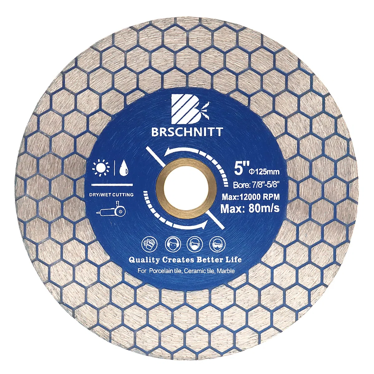 Disque Diamant Carrelage 125mm - BRSCHNITT Double Face Coupe Meulage Lame Scie Diamant pour Porcelaine Céramique Marbre Granit Pierre Artificielle Quartz