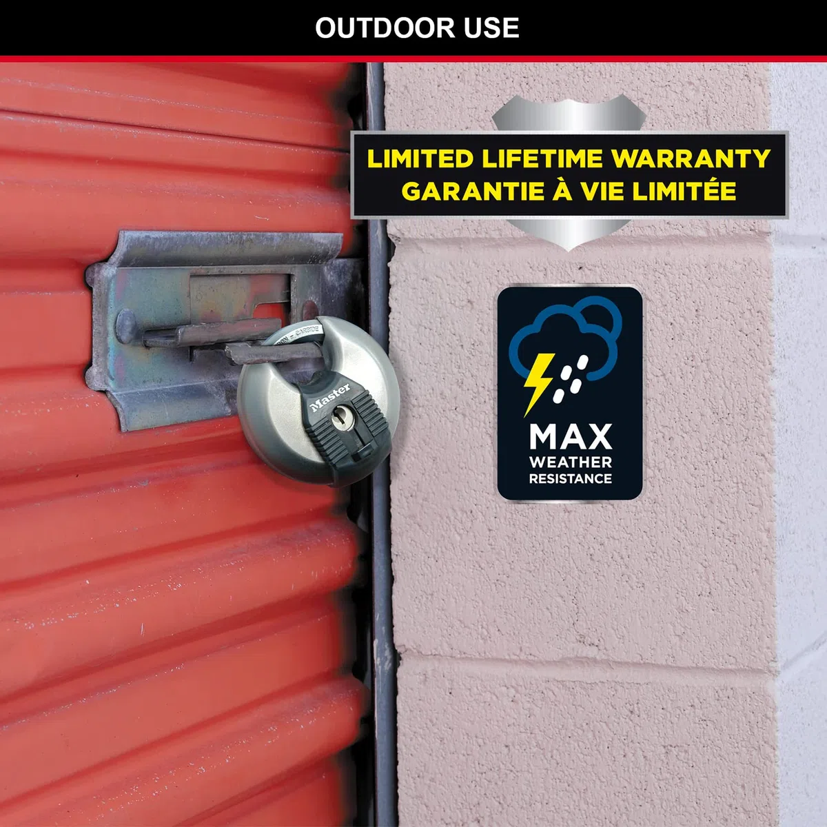 Master Lock M40EURT Lot de 2 Cadenas disque d’extérieur à clé/anti rouille 70 mm