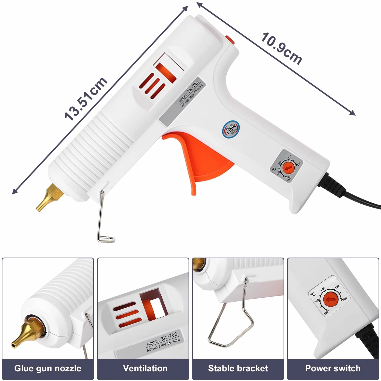 Mumisuto Pistolet à Colle Chaude, Sûr Pistolet à Colle 110W, Pistolet à Colle Thermofusible Réglable à Température Constante, Anti écoulement pour Réparation Artisanat DIY Maison Bricolage Bureau