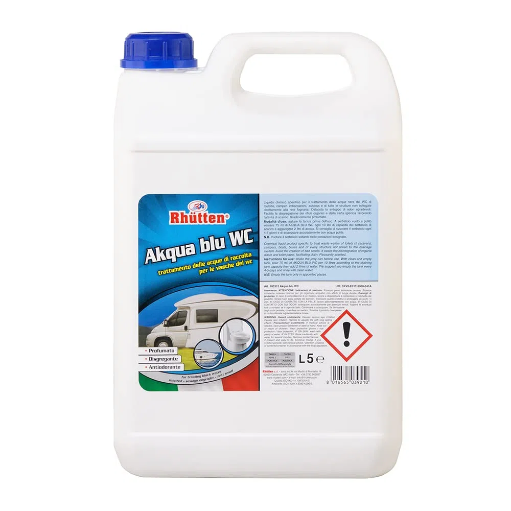 Akqua Blue Wc, Desgrégant Wc Camper, Liquide Eaux Noires, Eau Bleue, Wc Chimique, 5L