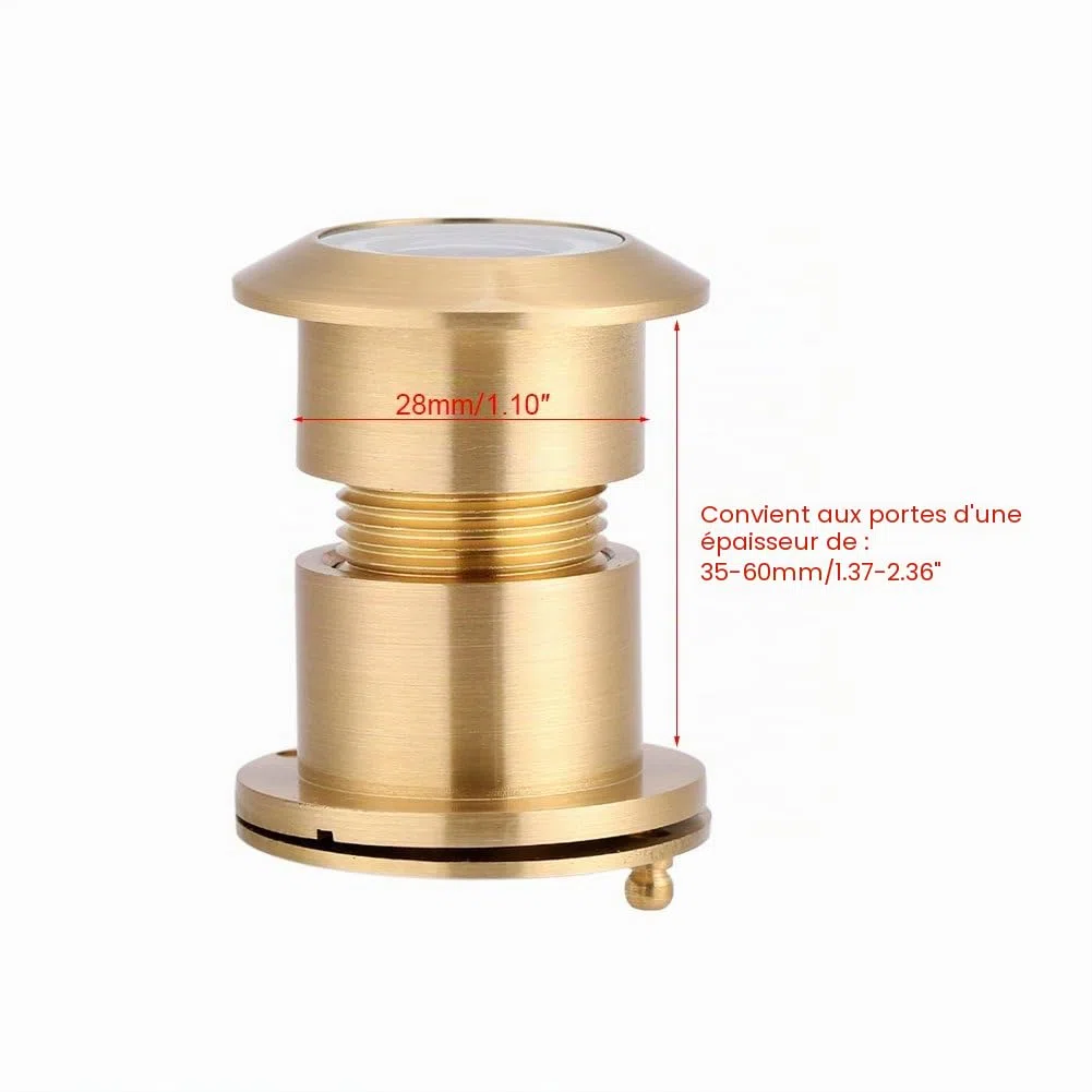 Judas de 28 mm judas de porte de Large Angle de Visualisation Visionneuse de Porte Antivol avec Cache de Protection pour 35 mm-60 mm Épaisseur de Porte (Golden)