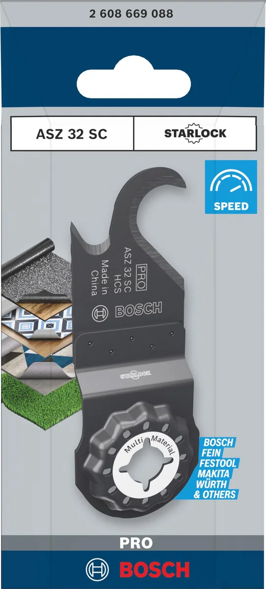 Bosch 1x Cutter à moquette PRO ASZ 32 SC (pour Feutre de toit, Tapis, Largeur 24 mm, Professional Accessoire Outil multifonction)