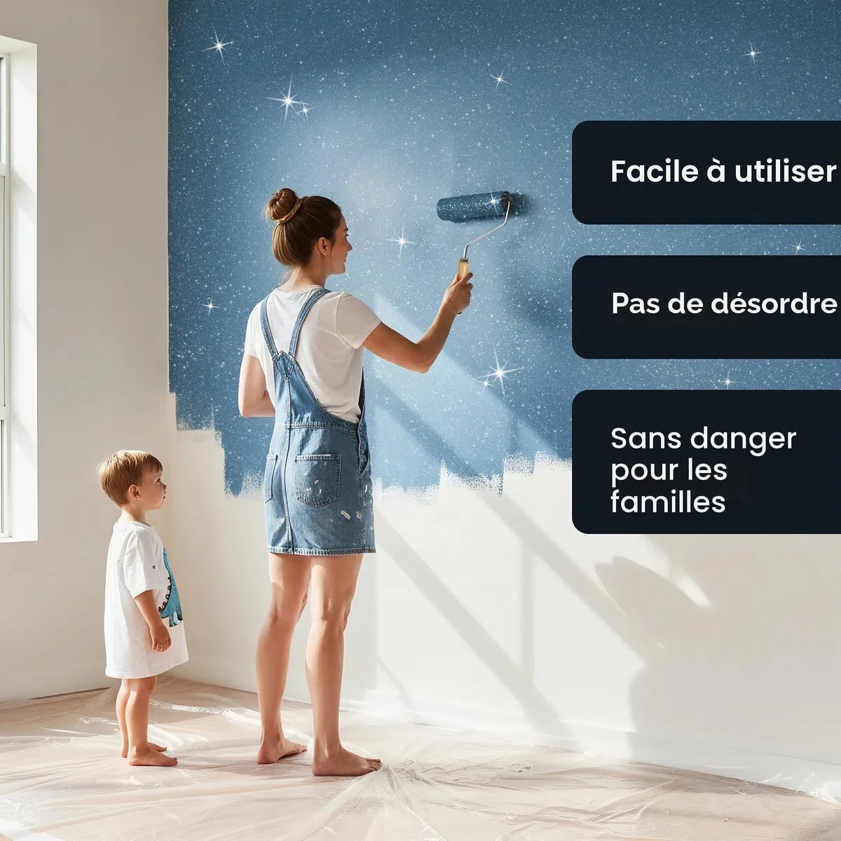 Hemway Additif de peinture à paillettes fines 0,4 mm pour murs et plafonds 100 g, argent