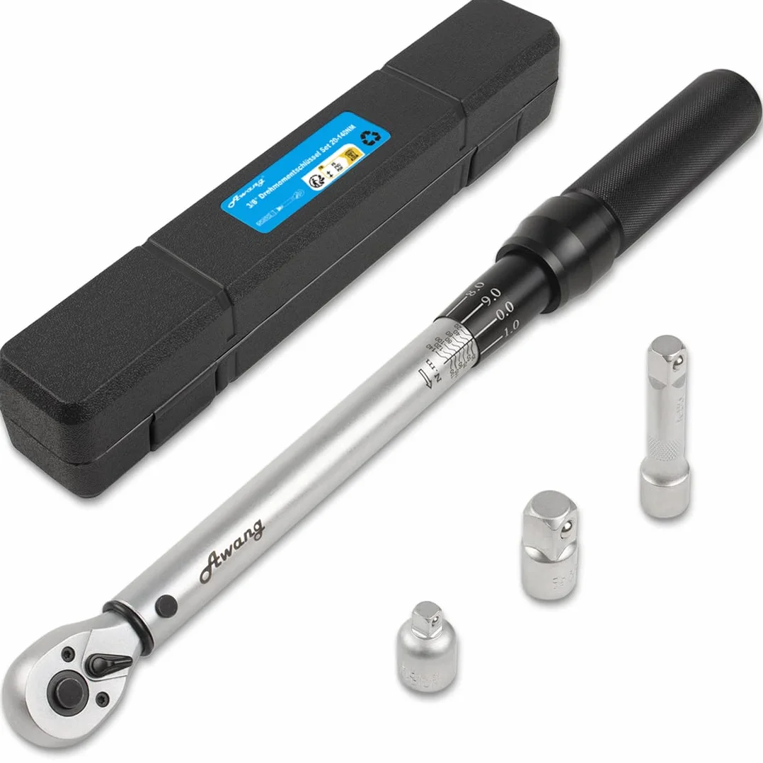 Awang Clé dynamométrique 3/8", 20-140 Nm pour voiture, moto, vélo, précision d'erreur ± 3 %, 72 dents