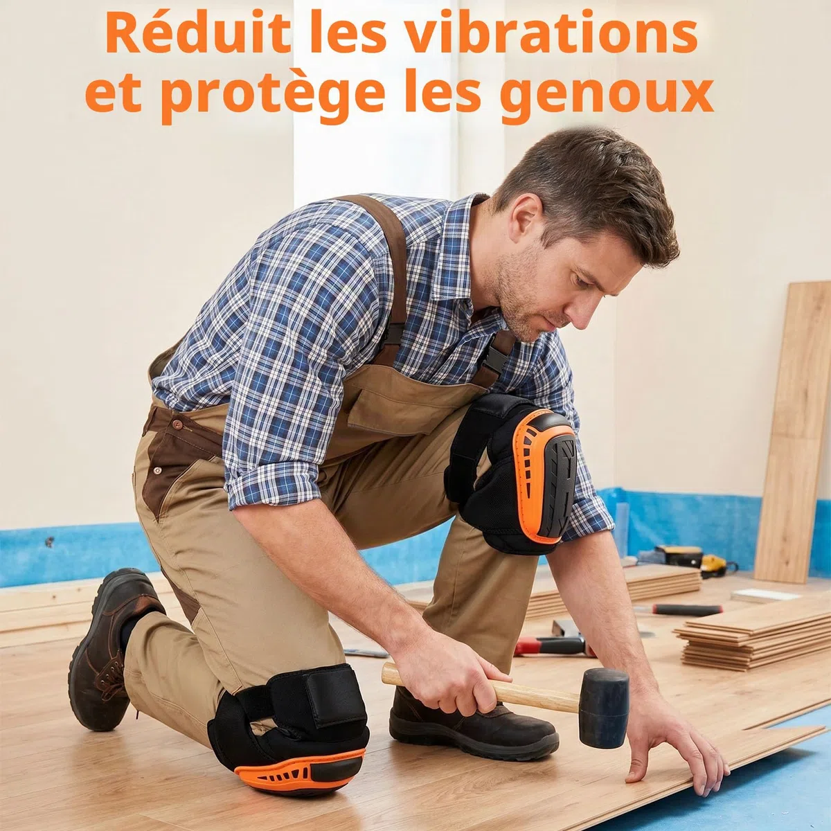 Genouillère Travail, Sangles Antidérapantes Réglables, Genouillères avec Rembourrage en robuste et Coussin de Gel pour Genouillère Carreleur, le Jardinage et la Construction