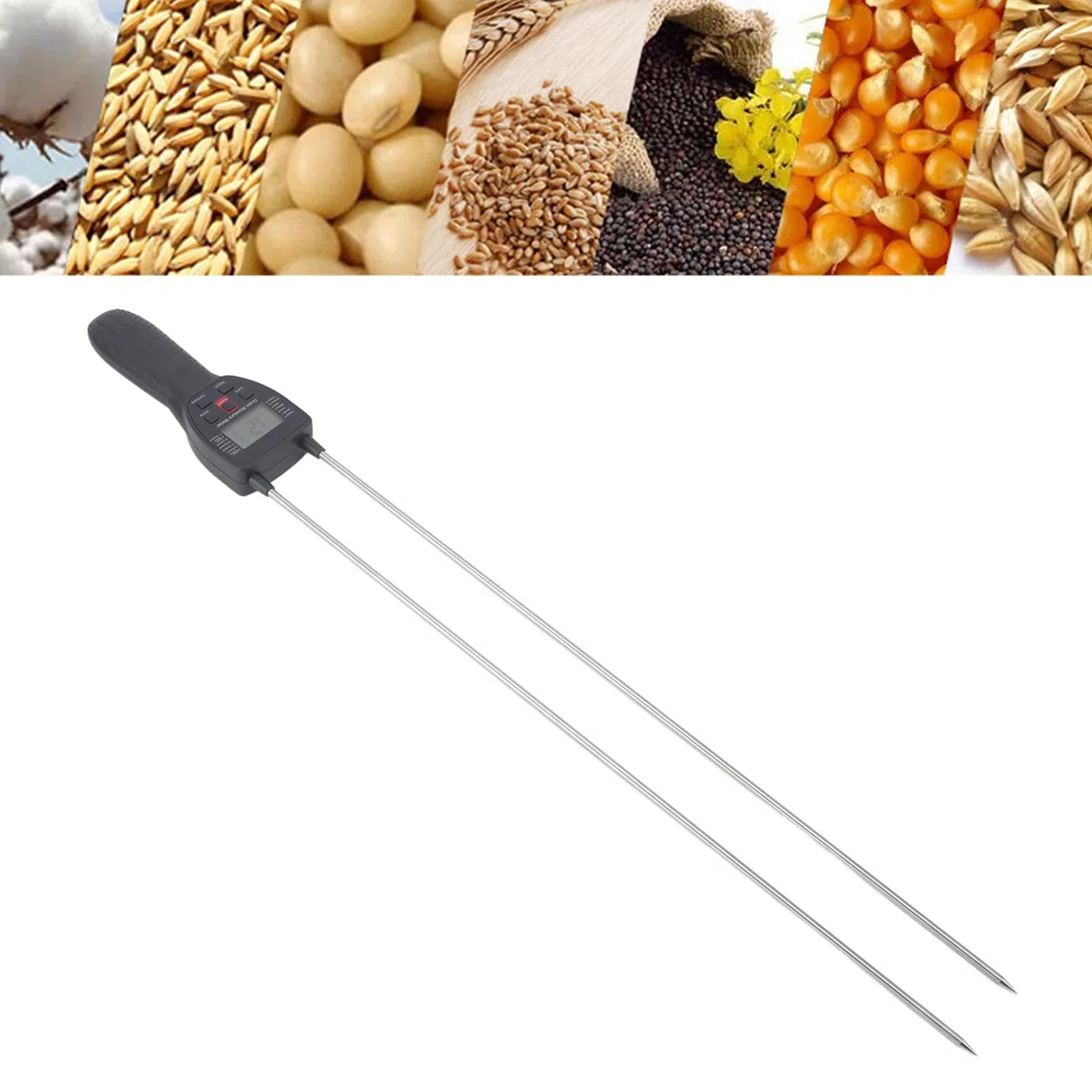 Humidimètre de Foin Portable, Testeur de Balles de Foin avec Sonde, Compteur de Grains Numérique, pour Surveiller Garantissant une qualité Optimale du Foin, pour le blé, le Maïs,