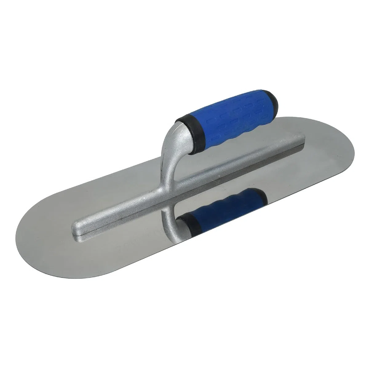 Truelle de lissage ronde en acier inoxydable - 380 x 125 mm - Poignée en caoutchouc - Truelle de nettoyage - Outil de nettoyage pour béton - Outil de lissage et de traitement de
